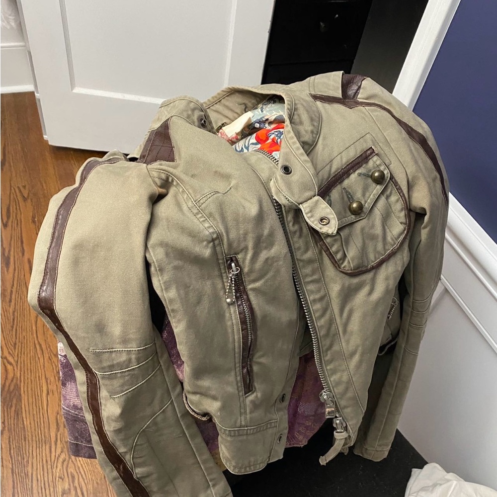 Diesel utility biker moto Tan and Brown Jean Jacket